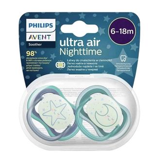 پستانک 18-6 ماه شب تاب اونت طرح ماه و ستاره بسته دو عددی