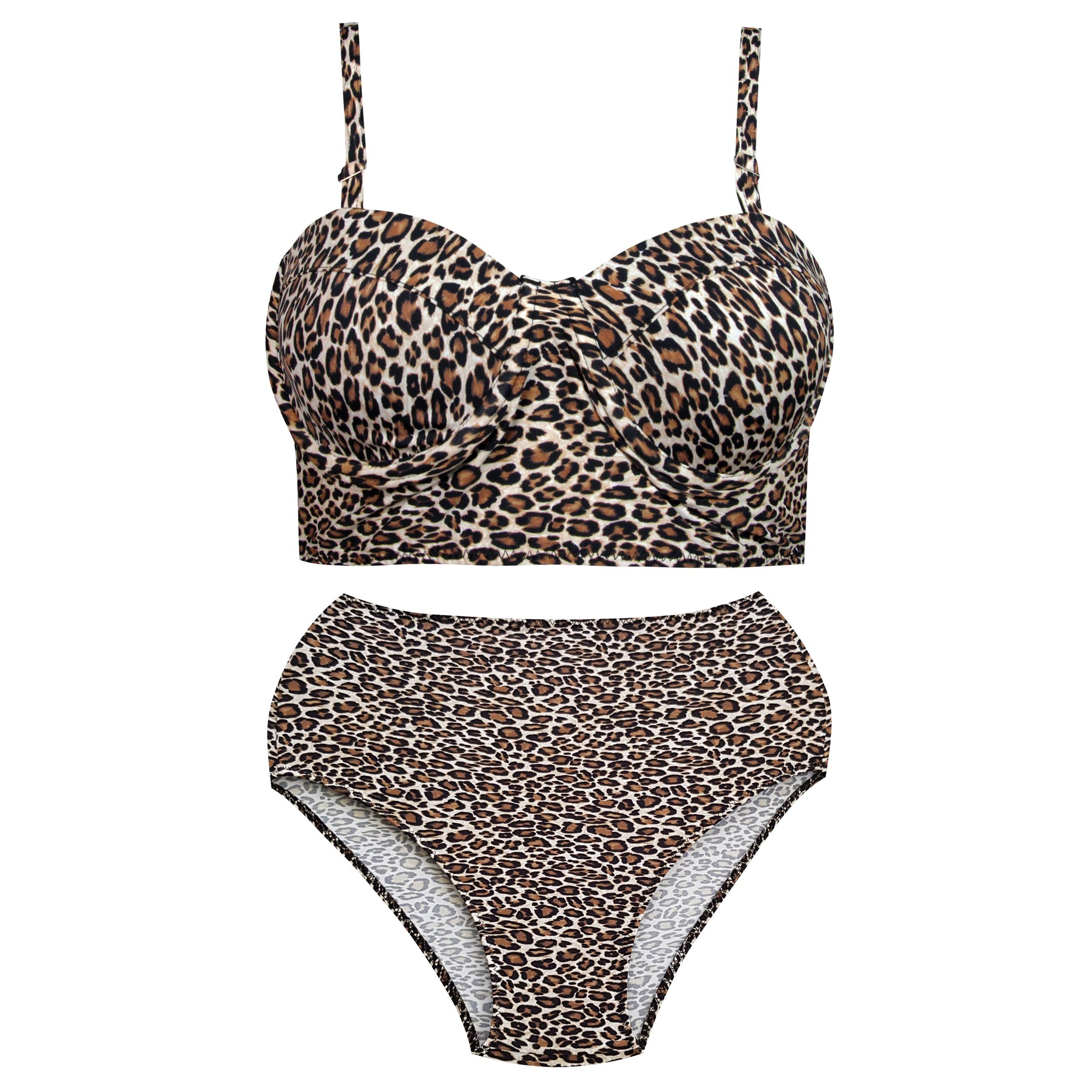 مایو زنانه فیتن فرخ زادی مدل پلنگی فنردار کد 5288-297-2