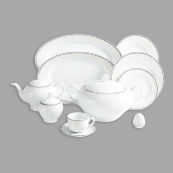 سرویس غذاخوری 102 پارچه 12 نفر چینی زرین ایران مدل ایتالیا اف ریوا درجه عالی