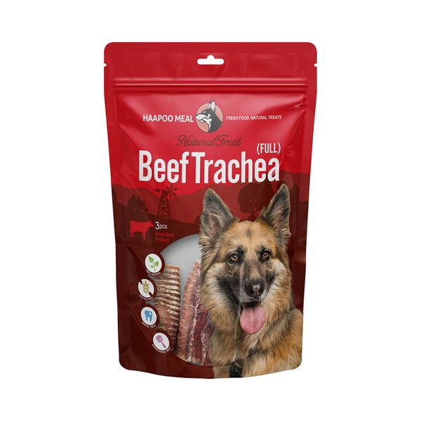 تشویقی سگ هاپومیل مدل نای لوله ای گاو کامل کد Beef Trachea Full وزن 200 گرم