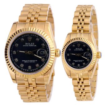 ست ساعت مچی عقربه ای زنانه و مردانه مدل تاج کد roltala1