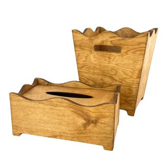 ست سطل و جای دستمال کاغذی مدل چوبی کد SD02