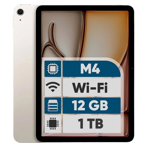 تبلت 13 اینچ اپل مدل iPad Air 2026 M4 Wi-Fi ظرفیت 1 ترابایت و رم 12 گیگابایت، رزولوشن دوربین اصلی 12 مگاپیکسل، پشتیبانی از قلم و