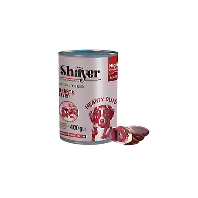 کنسرو سگ با طعم دل و جیگر 400 گرمی شایر / Shayer natural dog food heart & liver