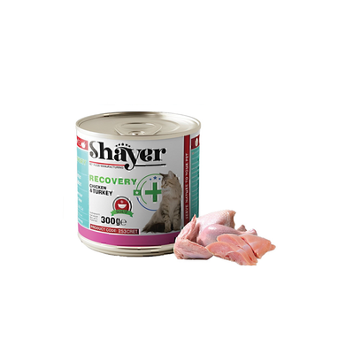کنسرو ریکاوری گربه با طعم مرغ و بوقلمون 300 گرمی شایر / Shayer recovery wet cat food with chicken & turkey flavor
