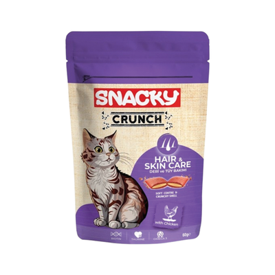 تشویقی گربه اسنکی با طعم مرغ مناسب تقویت پوست و مو / Snacky crunch hair&skin care chicken flavor