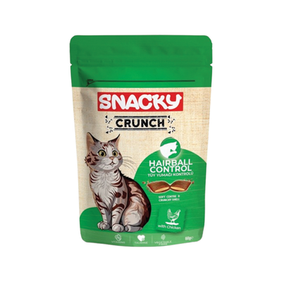 تشویقی گربه اسنکی با طعم مرغ کنترل گلوله مویی / Snacky crunch hairball control chicken flavor