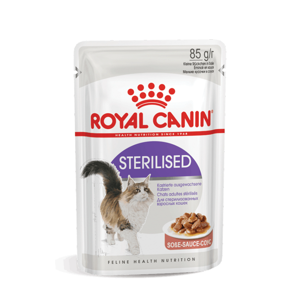 پوچ گربه‌ی بالغ عقیم شده رویال کنین در سس / Royal canin sterilised pouch wet cat food in sauce