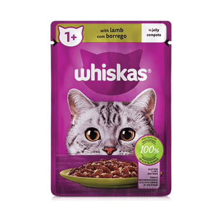 پوچ گربه ویسکاس با طعم گوشت بره در ژله / Whiskas pouch wet cat food with lamb flavor in jelly