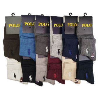 جوراب نیم ساق مردانه طرح گلدوزی پولو