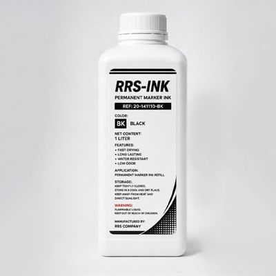 جوهر مشکی شارژ ماژیک رنگ ثابت و صنعتی RRS-INK – حجم 1 لیتر (ضد آب و زود خشک)