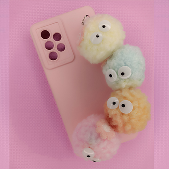 قاب گوشی سامسونگ A52 دخترانه فانتزی با عروسک پشمالو صورتی