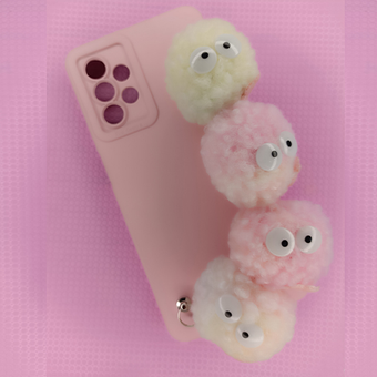 قاب گوشی سامسونگ A13 4G دخترانه فانتزی با عروسک پشمالو صورتی