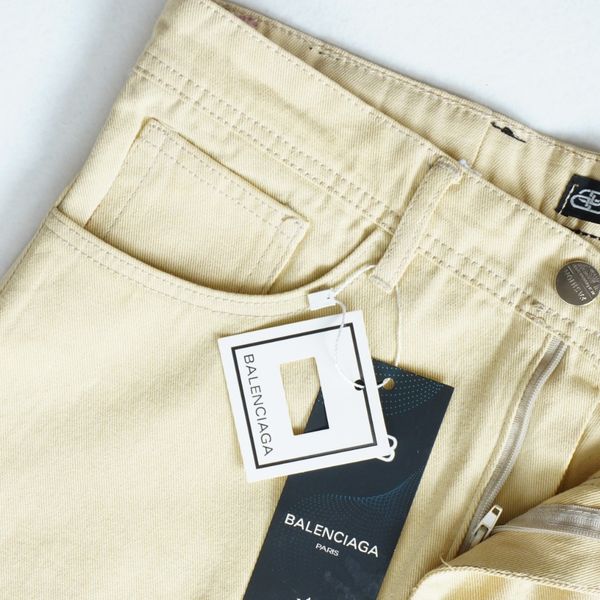 شلوار کتان مام فیت مردانه کرم روشن ، بدون زاپ - کد 0037