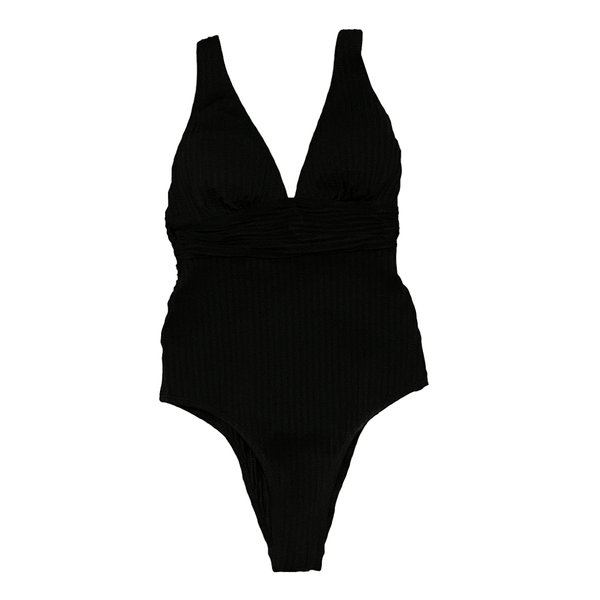 مایو یک تکه زنانه اورجینال برند کاپشی cupshe مشکی پشت کمردار