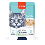 پوچ گربه‌ی ونپی با طعم مرغ و ماهی کاد / Wanpy cat pouch with chicken and codfish
