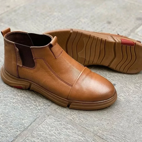نیم بوت مردانه چرم طبیعی تبریز مدل S3 گردویی