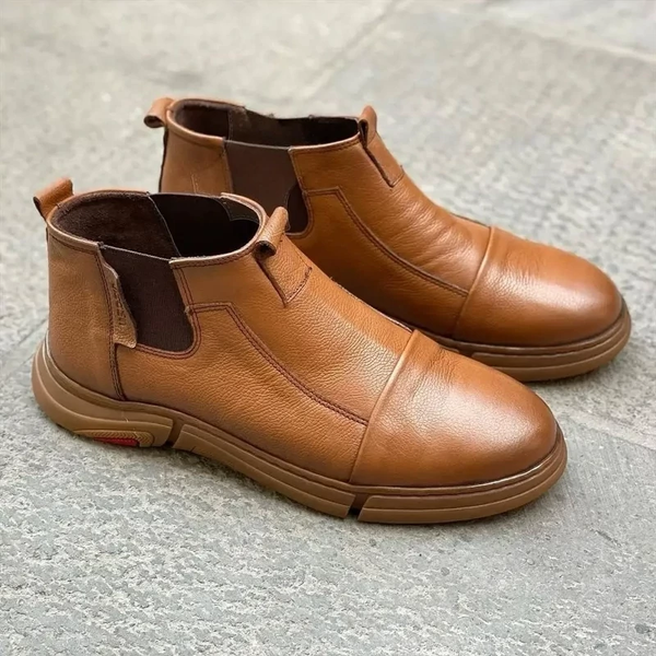 نیم بوت مردانه چرم طبیعی تبریز مدل S3 گردویی
