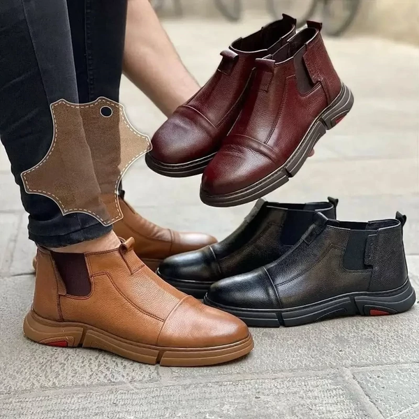 نیم بوت مردانه چرم طبیعی تبریز مدل S3 گردویی