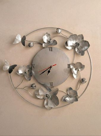 ساعت دیواری ارکیده نقره ای