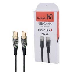 کابل USB-C به USB-C مک دودو 66W مدل Mcdodo – سری شفاف (سر شیشه‌ای) – فست شارژ
