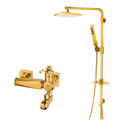 علم دوش شیرآلات بهداشتی قهرمان مدل فلت به همراه شیر حمام مدل ارس