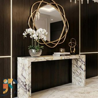 "کنسول سنگی کلاسیک Luxeسنگ تراورتن یکپارچه و طبیعی،با شکوه منحصربه‌فرد"