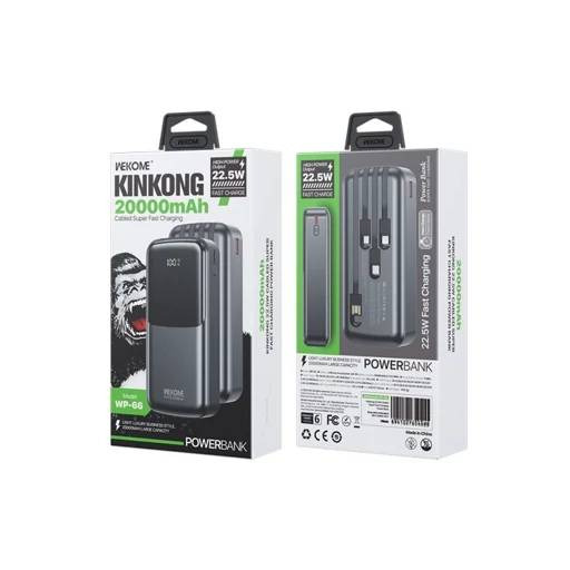 پاوربانک-kinkong- WK مدل WP-66 با ظرفیت 20000 میلی‌آمپر