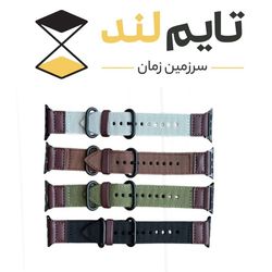 بند اپل واچ چرم و برزنتی سگک دار مدل سکورا