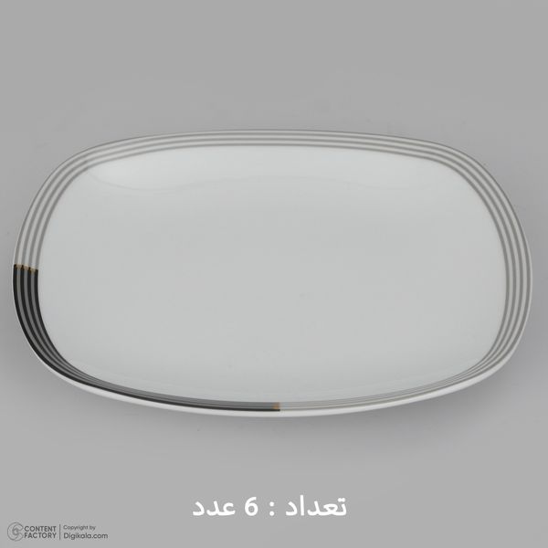 سرویس غذاخوری 27 پارچه چینی زرین ایران سری کواترو مدل وگاس اوریت درجه یک