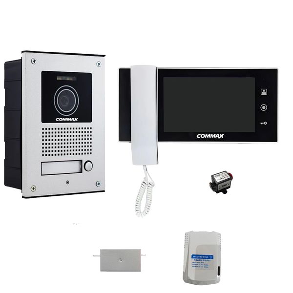 مجموعه دربازکن تصویری کوماکس مدل 72KM-4UCM یک طبقه به همراه محافظ ولتاژ مانیتور