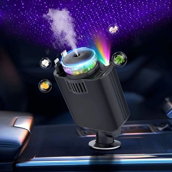 شارژر فندکی خودرو پنج کاره W&O مدل Starlight با رایحه افشانی و نورپردازی