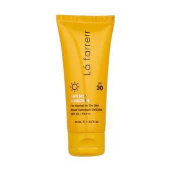کرم ضدآفتاب و ضد لک بی رنگ لافارر مدل SPF 30 مناسب پوست های خشک و معمولی 40میل