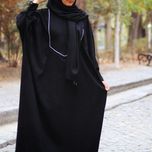 مانتو زنانه مدل عبایی پاییزی مخمل کبربتی رنگ مشکی