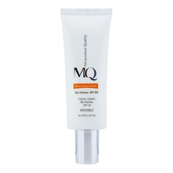 کرم ضدآفتاب بی‌رنگ ام کیو SPF50 مدل BIO TACHES مناسب انواع پوست، حجم 55 میلی‌لیتر