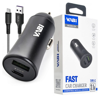 شارژر فندکی 3.1A با کابل تایپ سی وابی Vabi C4