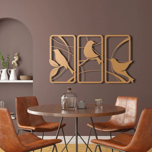 دیوارکوب مدل چوبی پرنده کد T64-2 مجموعه سه عددی