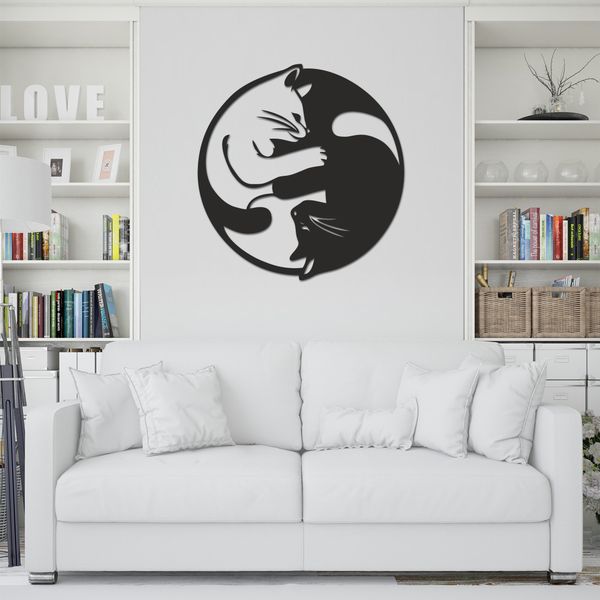 استیکر چوبی طرح گربه یینگ یانگ