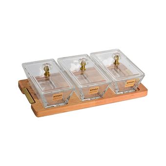 اردوخوری مستطیل سه خانه لیمون مدل پایه چوبی