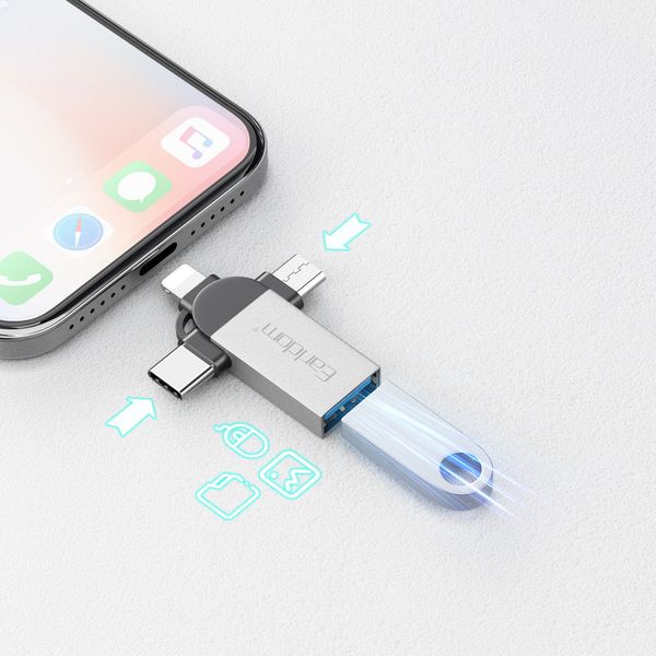 مبدل USB OTG به microUSB / لایتنینگ / USB-C ارلدام مدل ET-OT93