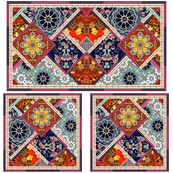 ست رومیزی سه تکه طرح چهل تکه کد 9935