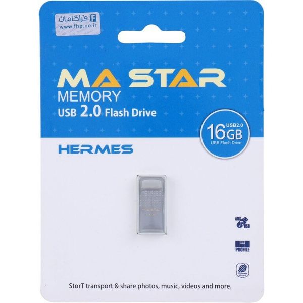 فلش مموری فلزی برند MA Star اورجینال Hermes USB 2.0 ظرفیت 16GB نقره ای (گارانتی فراگامان)