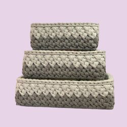 سبد قلاب بافی تریکو مدل کجراه کد 05 مجموعه 3 عددی