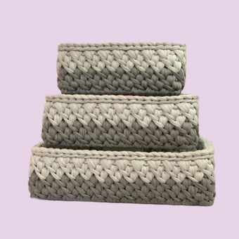 سبد قلاب بافی تریکو مدل کجراه کد 05 مجموعه 3 عددی