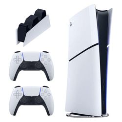 کنسول بازی سونی مدل PlayStation. 5 Slim Digital Edition ظرفیت 1 ترابایت ریجن 2016B اروپا به همراه دسته اضافی و پایه شارژر