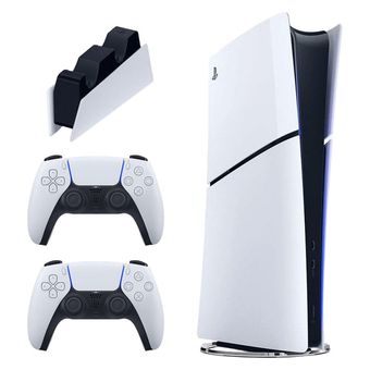 کنسول بازی سونی مدل PlayStation. 5 Slim Digital Edition ظرفیت 1 ترابایت ریجن 2016B اروپا به همراه دسته اضافی و پایه شارژر
