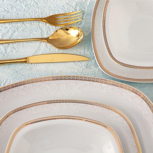 سرویس غذاخوری 27 پارچه 6 نفر چینی زرین ایران مدل کواترو ریوا درجه عالی