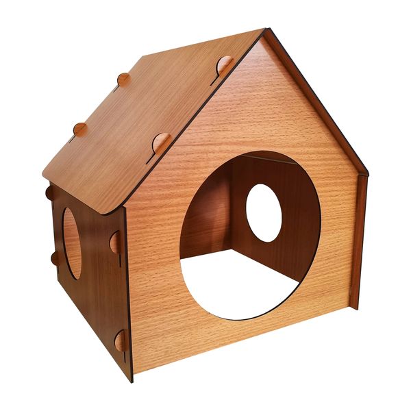 جای خواب سگ و گربه مدل لانه چوبی کد B93