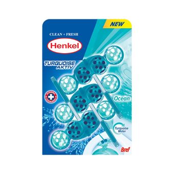 قرص خوشبو کننده توالت فرنگی هنکل مدل Turquoise Aktive بسته 3 عددی
