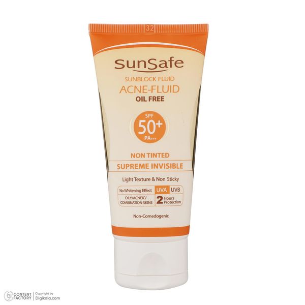 کرم ضدآفتاب بیرنگ سانسیف SPF50 مدل ACNE-FLUID مناسب پوست مختلط، حجم 50 میلیلیتر